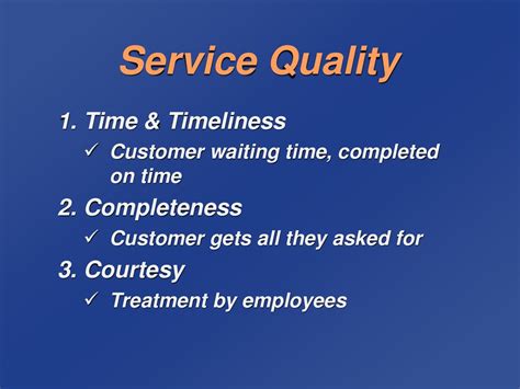 courtesy and timeliness are measures of service quality